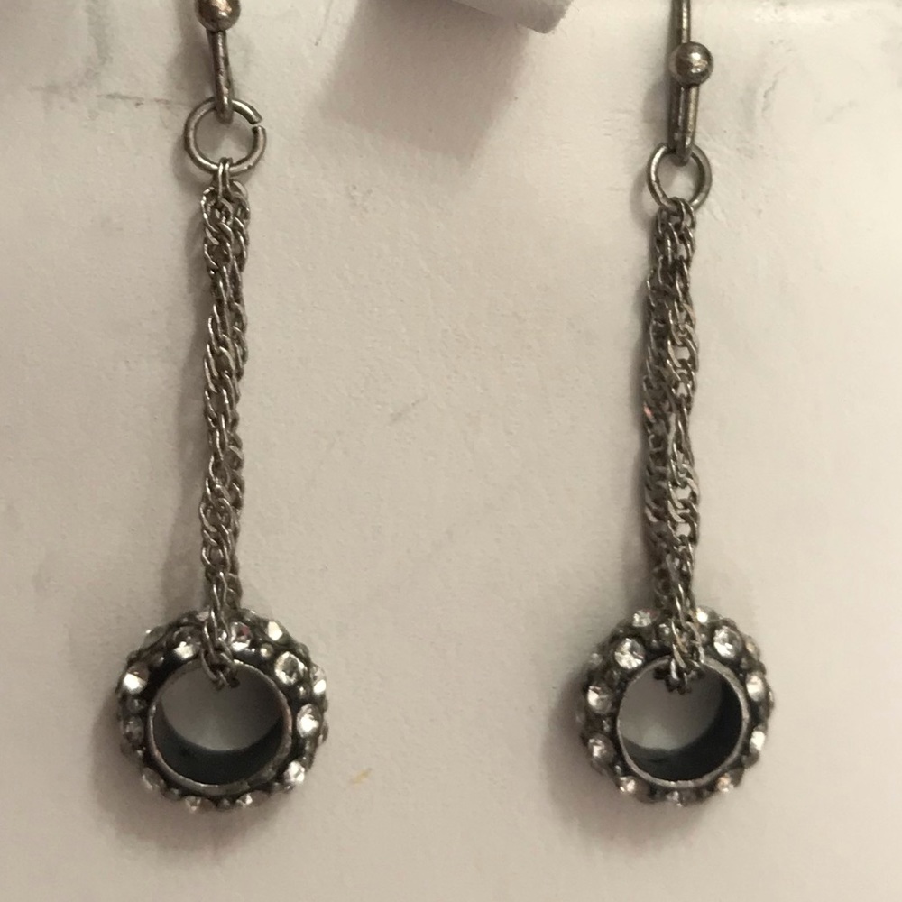 Hanging earrings with rhinestones